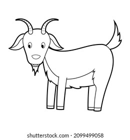 Coloring book for kids, goat. Vector isolated on a white background.