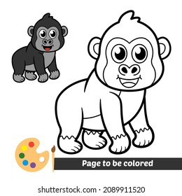 Coloring book for kids, gorilla vector