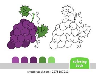 Coloring Book for Kids Grapes Page for Books Magazines Coloring Vector Illustration