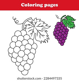 Libro de colores para niños, vector de uvas