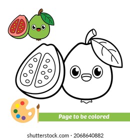 Coloring book for kids, guava vector