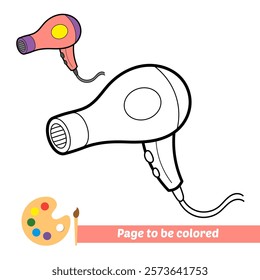 coloring book for kids, hair dryer vector