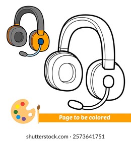 coloring book for kids, headphones vector