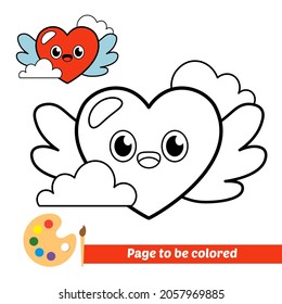 Coloring book for kids, heart vector