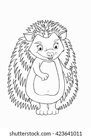 Coloring book for kids. Hedgehog.