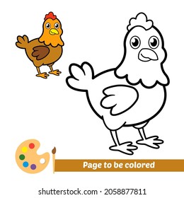 Coloring book for kids, hen vector