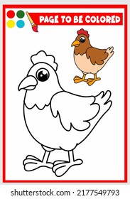 coloring book for kids. hen vector