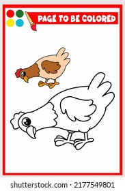 coloring book for kids. hen vector