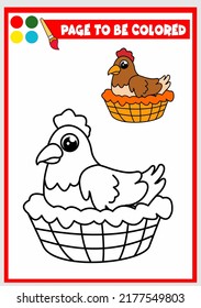 coloring book for kids. hen vector