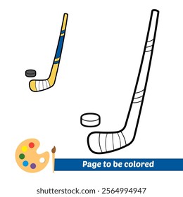 coloring book for kids, hockey stick vector