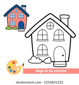 coloring book for kids, house vector