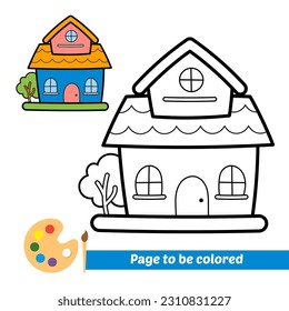 coloring book for kids, house vector