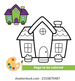 coloring book for kids, house vector