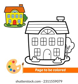 coloring book for kids, house vector