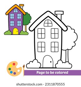 coloring book for kids, house vector