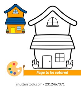 coloring book for kids, house vector