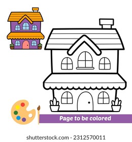 coloring book for kids, house vector