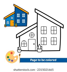 coloring book for kids, house vector