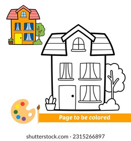 coloring book for kids, house vector