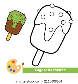 Coloring book for kids, ice cream vector