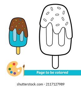 Coloring book for kids, ice cream vector