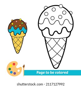 Coloring book for kids, ice cream vector