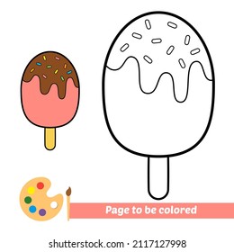 Coloring book for kids, ice cream vector