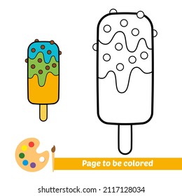 Coloring book for kids, ice cream vector