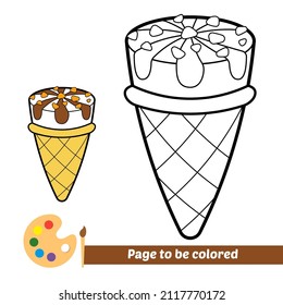 Coloring book for kids, ice cream vector