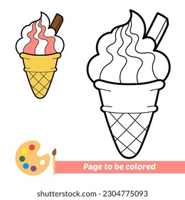 coloring book for kids, ice cream vector