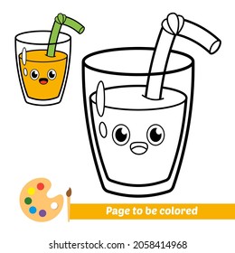 Coloring book for kids, juice glass vector