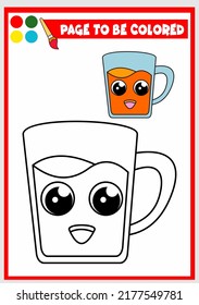 coloring book for kids. juice in a glass vector