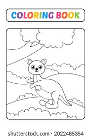 Coloring book for kids, kangaroo vector