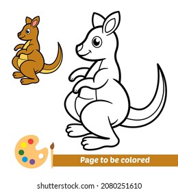 Libro de coloración para niños, vector canguro