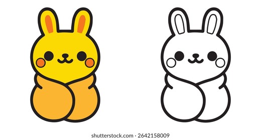 coloring book for kids kawaii bunny cartoon wrapped in blanket vector