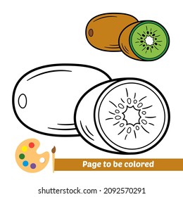 Libro de coloración para niños, vector de fruta kiwi