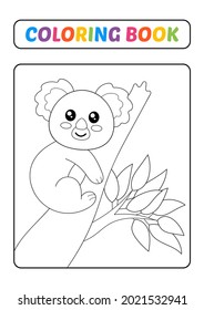 Coloring book for kids, koala vector