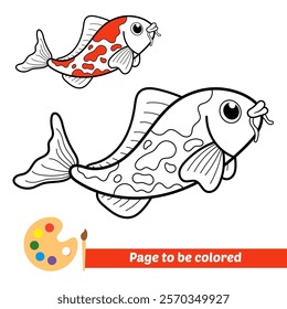 coloring book for kids, koi fish vector