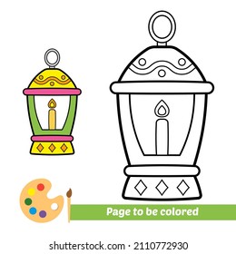 Coloring book for kids, lantern vector