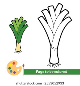 coloring book for kids, leek vector