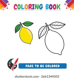 Coloring book for kids lemon vector