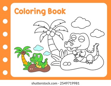 coloring book for kids. little alligator.