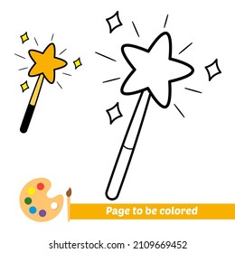 Coloring book for kids, magic stick vector