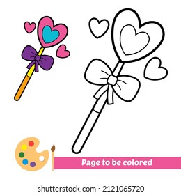 Coloring book for kids, magic stick vector