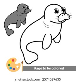coloring book for kids, manatee vector