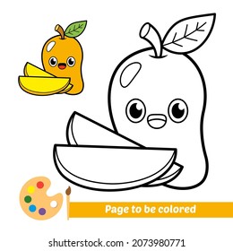 Coloring book for kids, mango vector