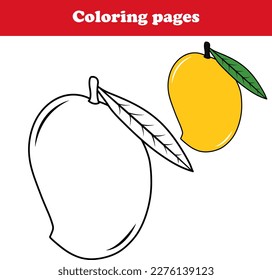 Libro de coloración para niños, vector de mango