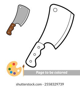 coloring book for kids, meat cleaver knife vector