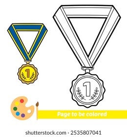 coloring book for kids, medal vector