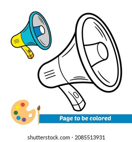 Coloring book for kids, megaphone vector